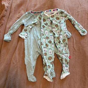 Magnetic Me Milk & Cookies and Sea Foam footie pajama duo